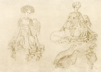 Donne con falco e levriero
