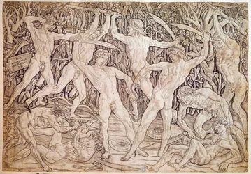Uomini nudi combattono. Inciso da Antonio Pollaiuolo (Pollaiolo) (1432-1498)