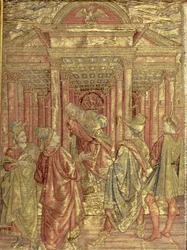 Zaccaria lascia il Tempio, arazzo che raffigura scene della vita di San Giovanni Battista (tessuto)