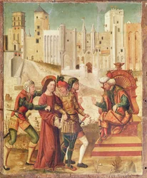 Cristo davanti a Erode, pannello sinistro del Retablo della Passione, 1517-20