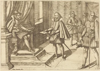 Filippo II di Spagna sul suo trono