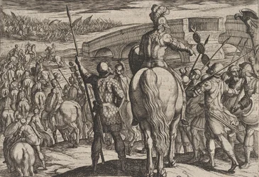 Avanguardia delle nuove truppe romane respinta, da La guerra dei romani, 1611