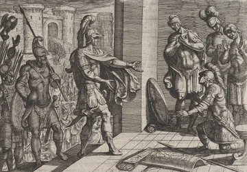 Tavola 26: Cerialis perdona e soccorre i soldati romani che avevano aiutato Civilis, dalla Guerra