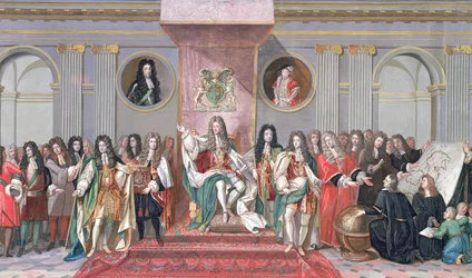 Giacomo II (1633-1701) riceve gli studiosi di matematica del Christ