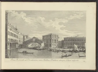 Veduta del Canal Grande, Palazzo dei Camerlenghi e Ponte di Rialto a Venezia