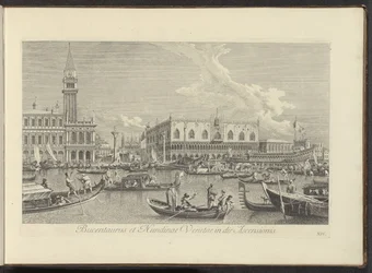 Veduta del Canal Grande a Venezia con il Bucintoro del doge