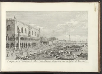 Angolo di Piazza San Marco con il Palazzo Ducale e la colonna con il Leone di Venezia
