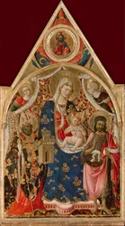 Madonna col Bambino, con un vescovo, San Giovanni Battista e angeli