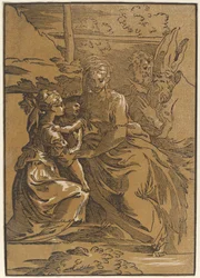 La Sacra Famiglia con due santi