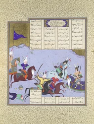 Faramarz Circondato mentre Combatte Bahman, Folio 475r dallo Shahnama