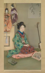 Cantante femminile per il teatro delle marionette Joruri, ca. 1920