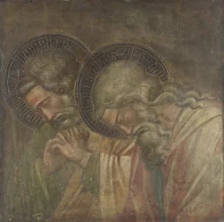 Due piangenti con aureola, ca 1390