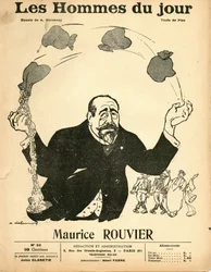 Copertina di "Les Hommes du jour", circa 1906 - Illustrazione di Aristide Delannoy (1874-1911): Argento - Rouvier Maurice (1842-1911) - Giocoleria