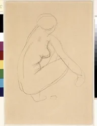 Nudo accovacciato. Disegno di Aristide Maillol (1861-1944). Matita su carta. Dim: 32x23cm. Museo Cantini, Marsiglia