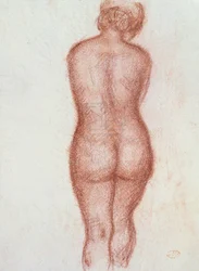Nudo in piedi di schiena