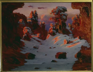 Paesaggio invernale al tramonto