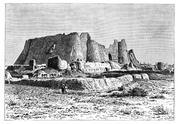 La fortezza in rovina di Veramin, Persia Iran, 1895