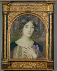 Signora con fiore di vento (dipinto su tela)