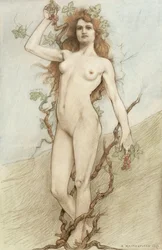 Nudo femminile con uva