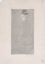 Femme assise avec chapeau a plumes (Donna seduta con cappello piumato) c.1893