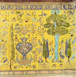 Dettaglio della sezione inferiore delle piastrelle di una parete interna, chiesa completata nel 1613