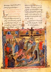 La discesa nella tomba. La sepoltura di Cristo, c. 1200-99 (manoscritto miniato)