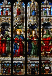 San Mattia, Esdra, il profeta Abacuc e la Sibilla Tiburtina - Vetrata della Cappella della Passione, di Arnaud de Moles (1470-1520) completata nel 1513 - Cattedrale Sainte Marie d