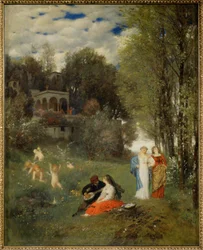 Ideale Fruehlingslandschaft - Paesaggio ideale di primavera ... (dipinto su tela)