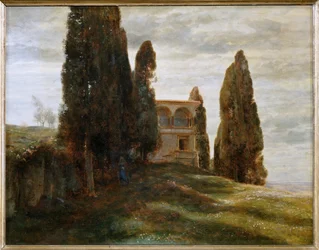 Italienische Villa im Fruehling - Villa italiana in primavera ... (dipinto su tela)