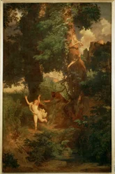 Syrinx von Pan verfolgt - Syrinx fugge davanti a Pan ... (dipinto su tela)