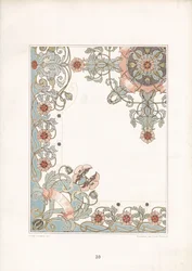 Ornamento con bordura di papaveri Art Nouveau (litografia)