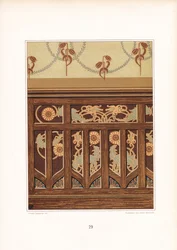 Rivestimento in legno Art Nouveau con intarsi floreali (litografia)