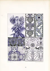 Ornamento fiordaliso Studi sui toni del blu (litografia)