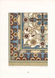 Motivo del tappeto multicolore con fiori stilizzati (litografia)