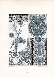 Ornamento a cardo in blu e bianco (litografia)