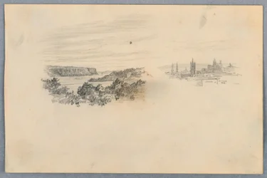 Due vedute, paesaggio e skyline della città