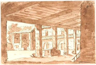 Cortile italiano con arcata