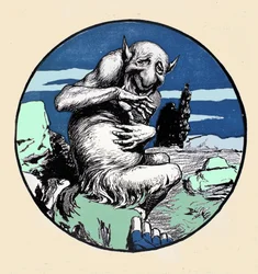 Il dio Pan, metà capra metà uomo. Illustrazione di Arpad Schmidhammer per Jugend