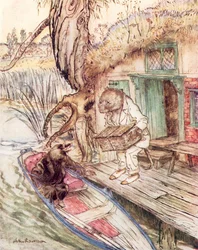 Illustrazione per Il vento nei salici di Kenneth Grahame (litografia a colori)