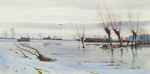 Paesaggio invernale con fiume in piena (1889)