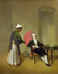 Un gentiluomo, possibilmente William Hickey, e il suo servitore indiano, c.1785