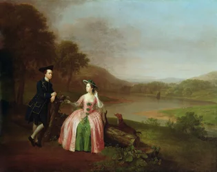 Sir George e Lady Strickland nei giardini di Boynton Hall, vicino a Bridlington, Yorkshire