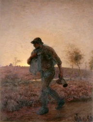 Il contadino torna a casa stanco