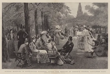 Domenica mattina nei giardini di Kensington, dopo il servizio alla Chiesa di Cristo, Lancaster Gate