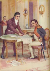 Fulton spiega il suo sottomarino a Napoleone, c1925