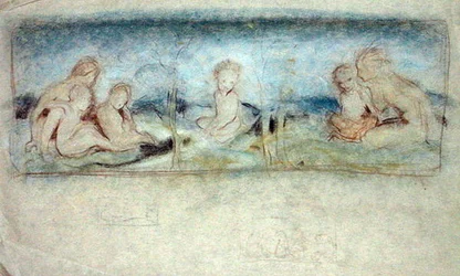 Un bambino tra le fate, studio per un dipinto a olio