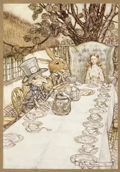 Una festa di tè matta, da Le avventure di Alice nel Paese delle Meraviglie, di Lewis Carroll, pub. 1907