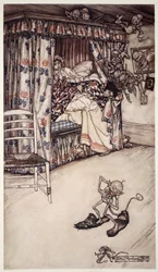 Una lezione di cortina vale tutte le prediche del mondo per insegnare le virtù della pazienza e della lunga sofferenza, da Rip Van Winkle di Washington Irving, pub. 1910