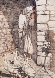 Ahimè! Caro Falada, lì sei appeso, da Le fiabe dei fratelli Grimm, pub. 1909
