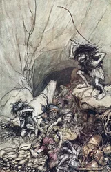 Alberich guida una banda di Nibelunghi carichi di tesori d